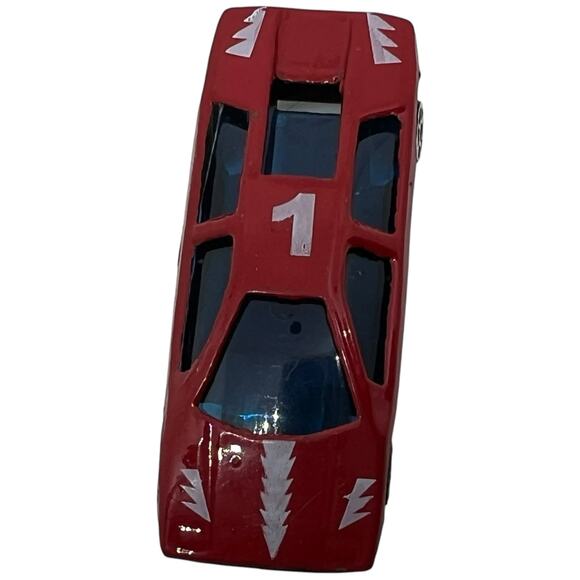 Vintage Diecast Red Racing Car #1 Supercar with Silver Lightning Bolts - Picture 6 of 7